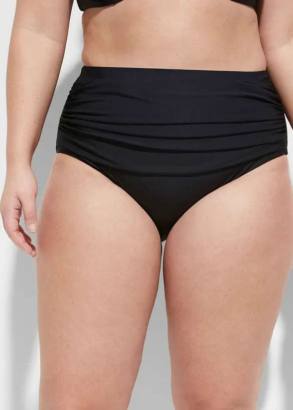 Bikinibyxa med h&ouml;g midja, rynk och l&auml;tt formande effekt, bonprix