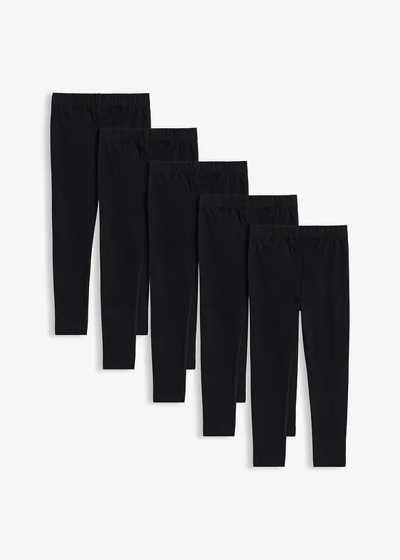 Leggings i ekologisk bomull med stretch (5-pack), bonprix