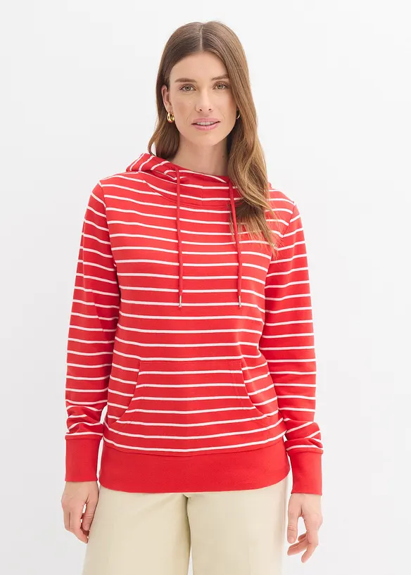 Sweatshirt med luva i bomullsmix, bonprix