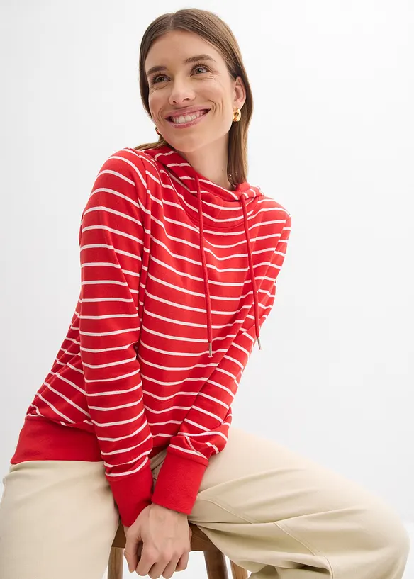 Sweatshirt med luva i bomullsmix, bonprix
