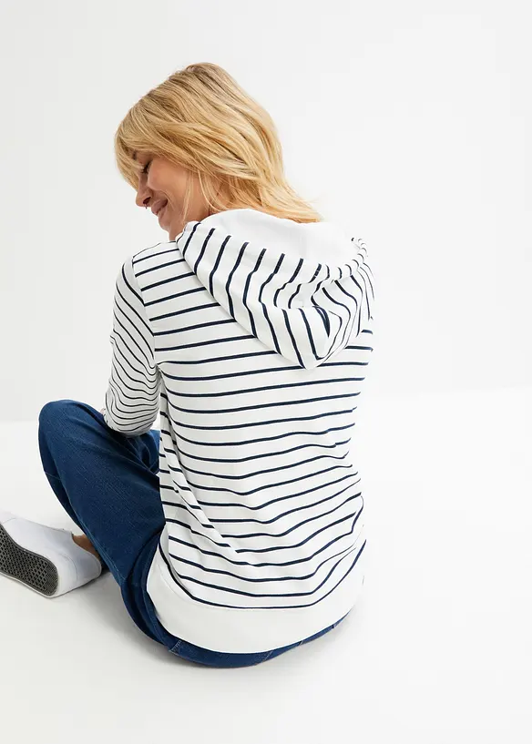 Sweatshirt med luva i bomullsmix, bonprix