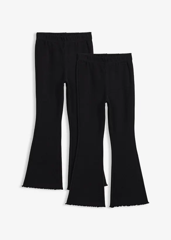 Ribbstickade, utsv&auml;ngda leggings (2-pack), bonprix