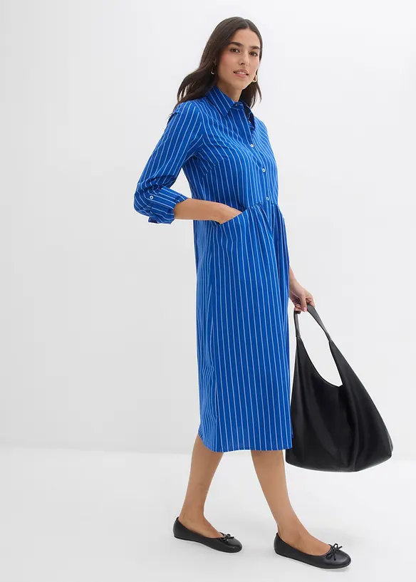 Kl&auml;nning med skjortkrage i ren bomull, bonprix