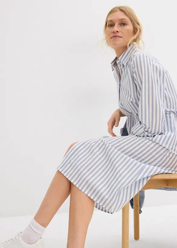 Kl&auml;nning med skjortkrage i ren bomull, bonprix