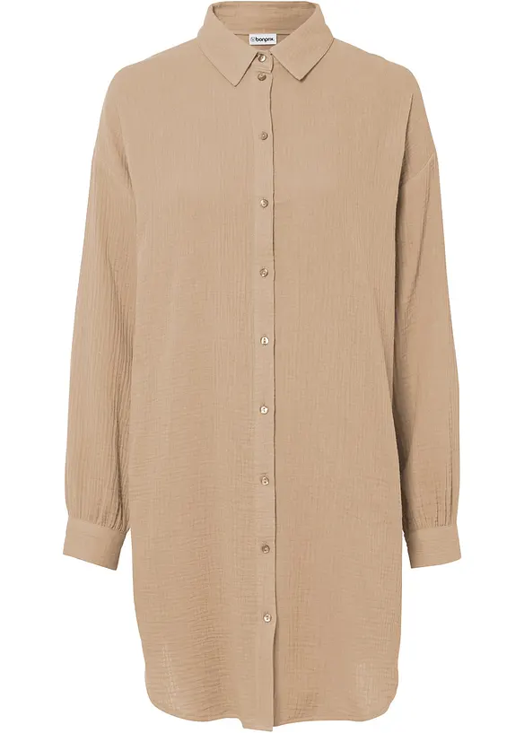 L&aring;ng muslinblus i oversizemodell, bonprix