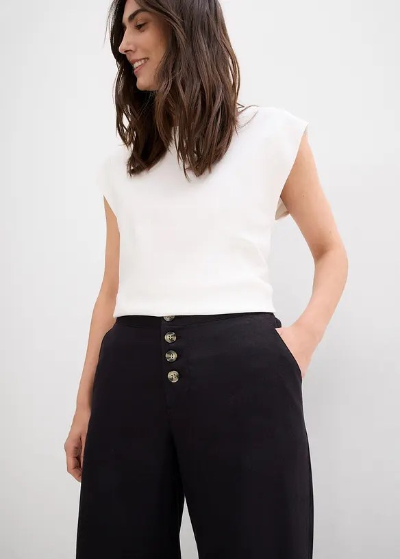 Palazzobyxa med linne, bonprix