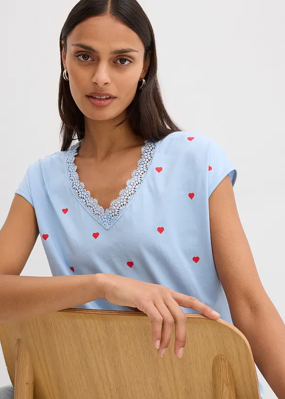 M&ouml;nstrad topp av ren bomull, bonprix