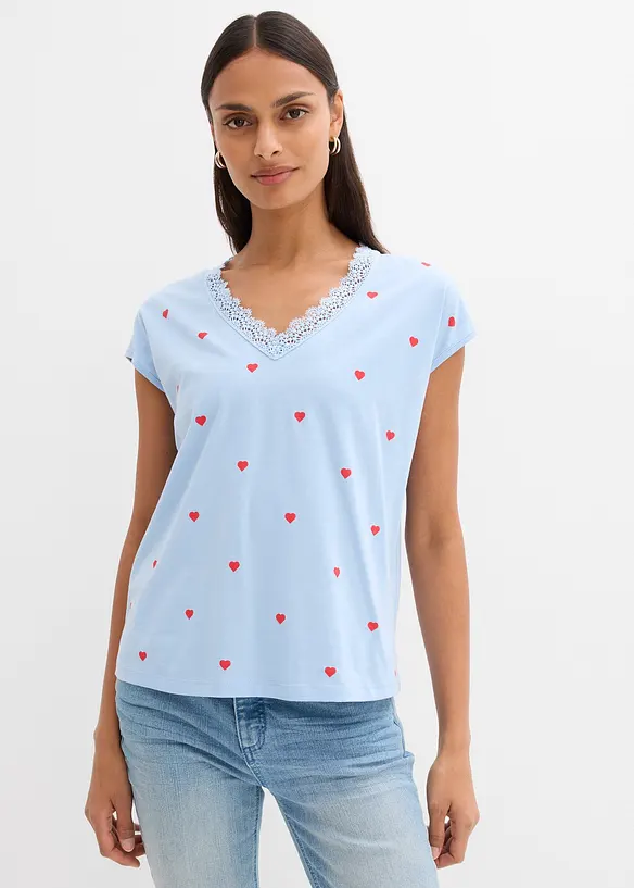 M&ouml;nstrad topp av ren bomull, bonprix