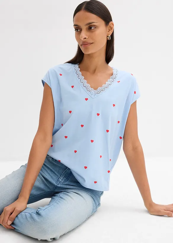 M&ouml;nstrad topp av ren bomull, bonprix