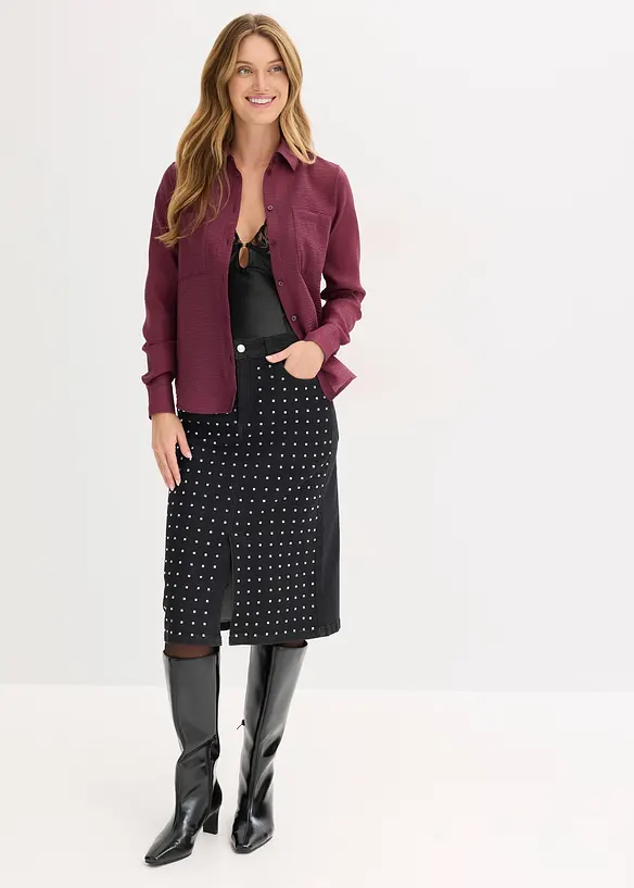Jeanskjol med strassapplikation, bonprix
