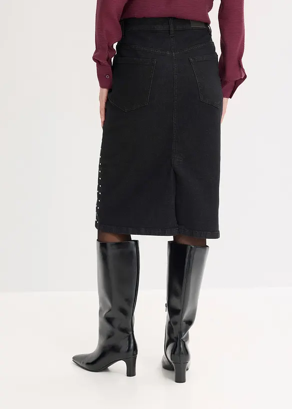 Jeanskjol med strassapplikation, bonprix