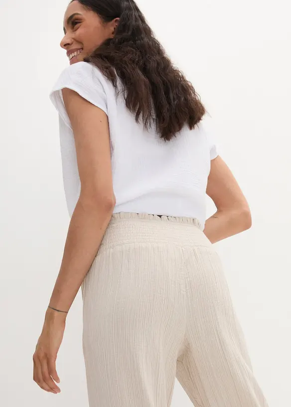 Muslinbyxa med smock i midjan, bonprix