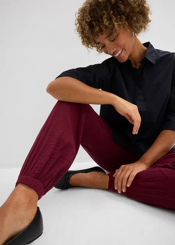 Muslinbyxa med smock i midjan, bonprix