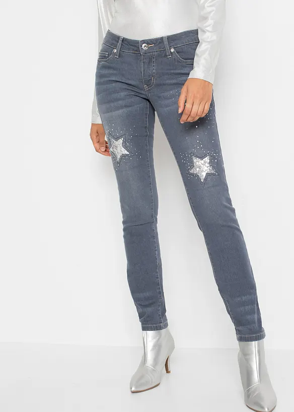 Skinny Jeans Low Waist, med stj&auml;rnor, bonprix