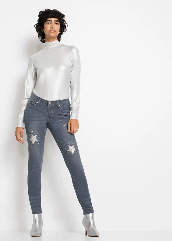 Skinny Jeans Low Waist, med stj&auml;rnor, bonprix