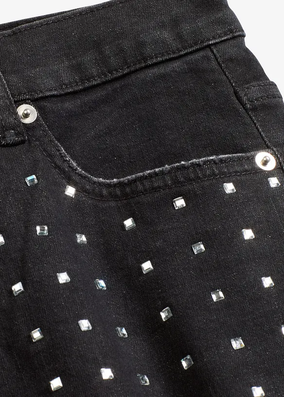 Wide Leg-jeans Mid Waist med strassapplikation, bonprix