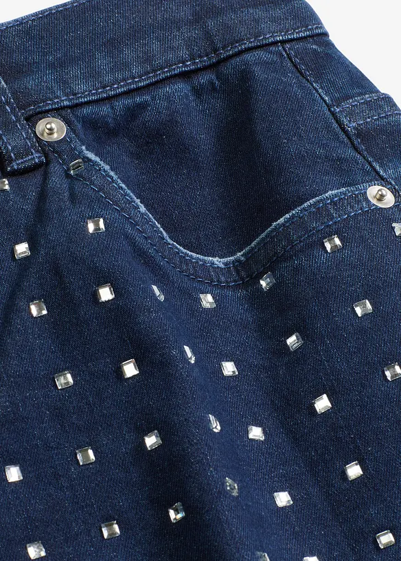 Wide Leg-jeans Mid Waist med strassapplikation, bonprix