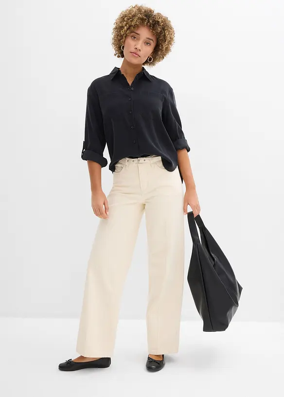 Blus i viskosmix med mjukt fall, bonprix