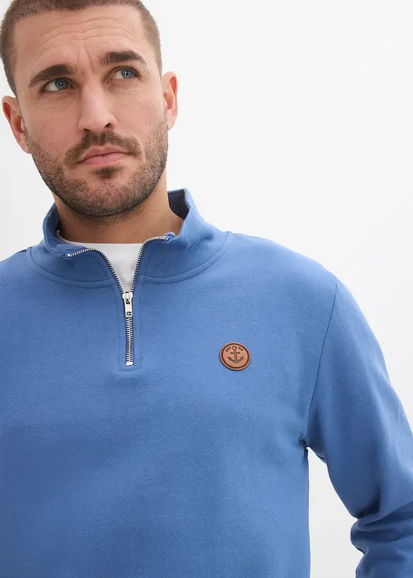 Sweatshirt med dragkedja i ekologisk bomull, bonprix