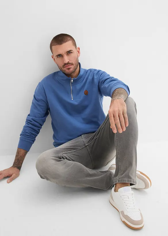 Sweatshirt med dragkedja i ekologisk bomull, bonprix