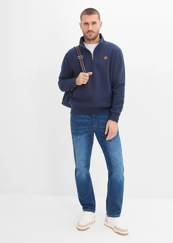 Sweatshirt med dragkedja i ekologisk bomull, bonprix