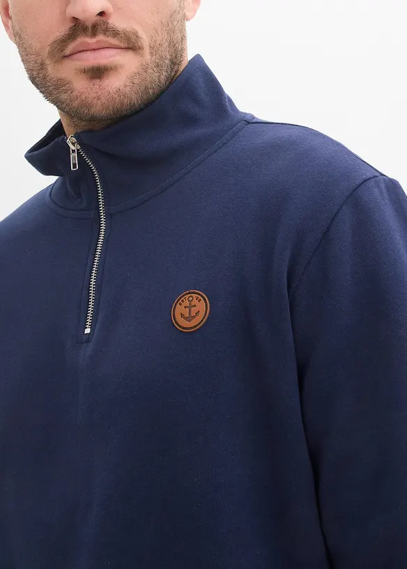 Sweatshirt med dragkedja i ekologisk bomull, bonprix