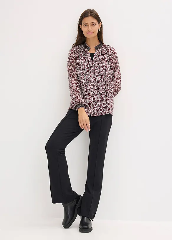 M&ouml;nstrad chiffongblus med broderi, bonprix