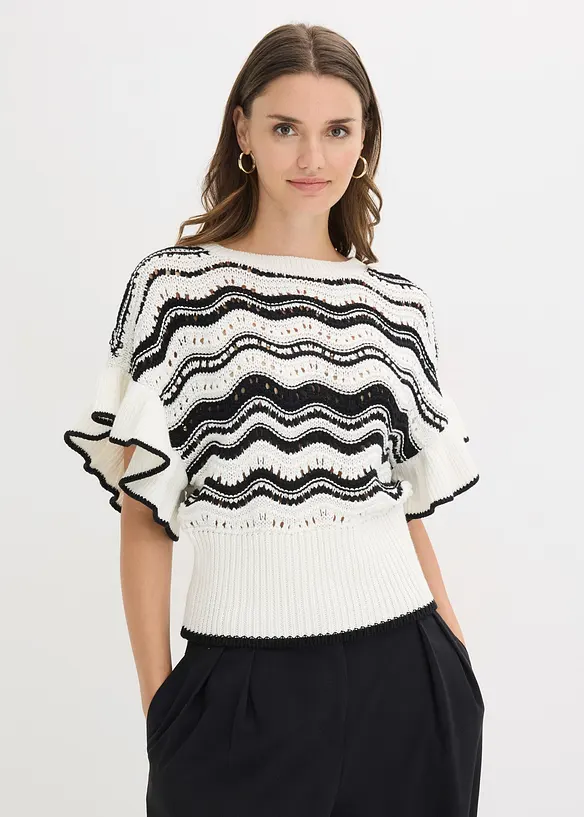 Stickad topp, bonprix