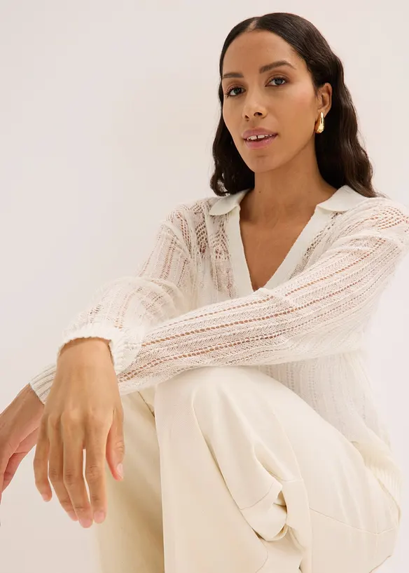 H&aring;lm&ouml;nstrad tr&ouml;ja av mjuk yllemix, bonprix