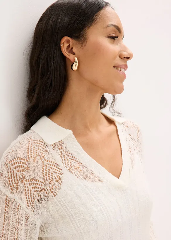 H&aring;lm&ouml;nstrad tr&ouml;ja av mjuk yllemix, bonprix