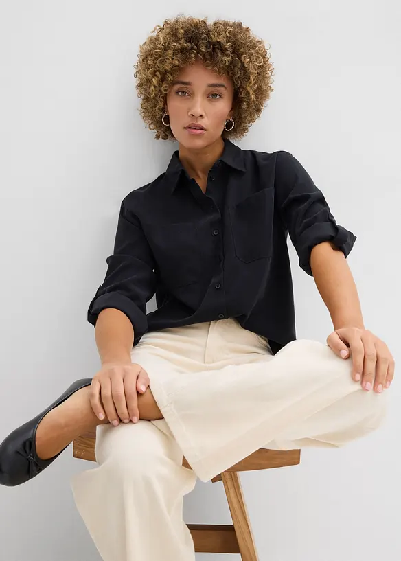 Blus i viskosmix med mjukt fall, bonprix