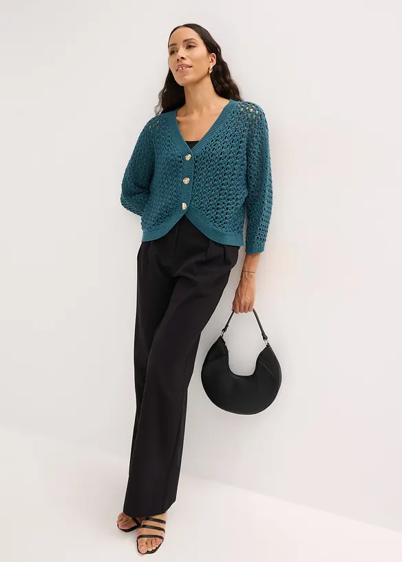 H&aring;lm&ouml;nstrad cardigan i bomull, bonprix