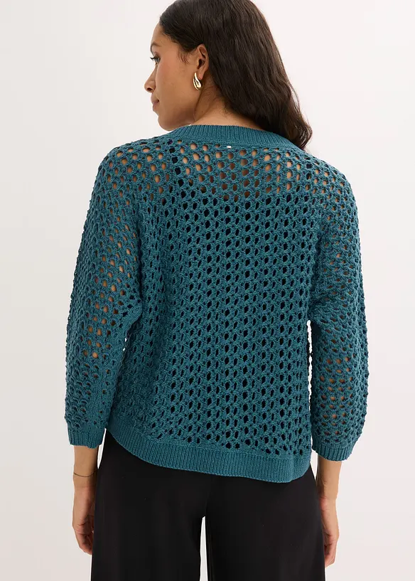 H&aring;lm&ouml;nstrad cardigan i bomull, bonprix