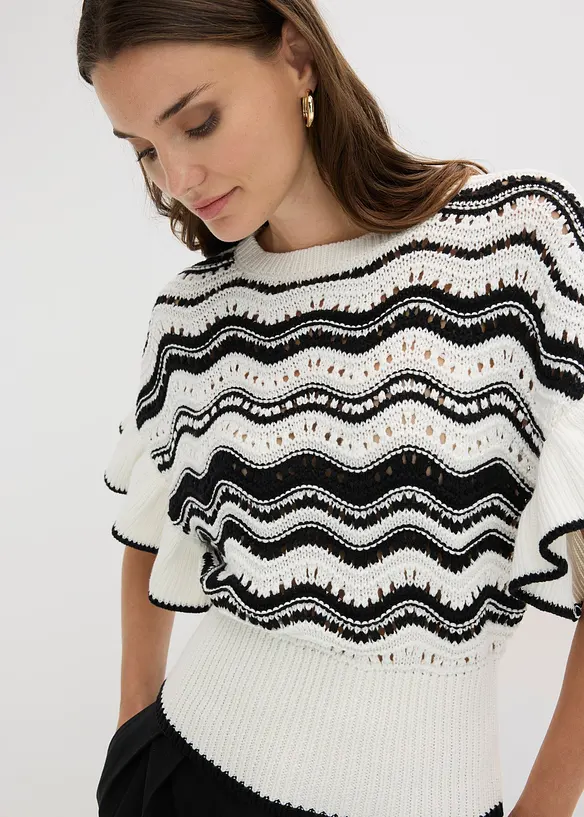 Stickad topp, bonprix