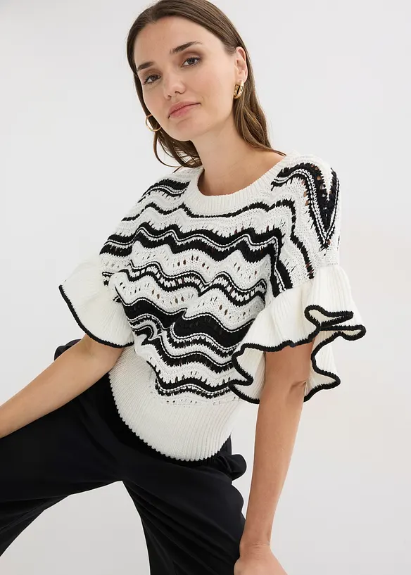 Stickad topp, bonprix