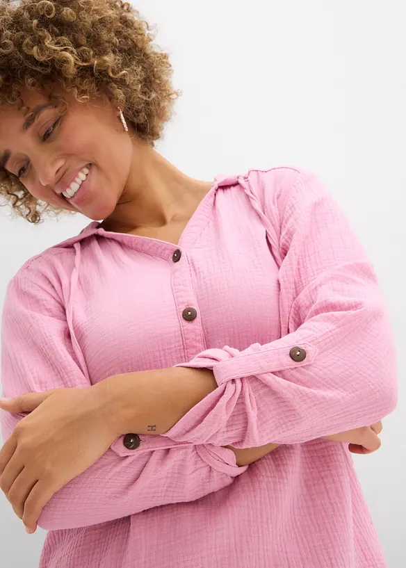 Muslinblus med luva, bonprix