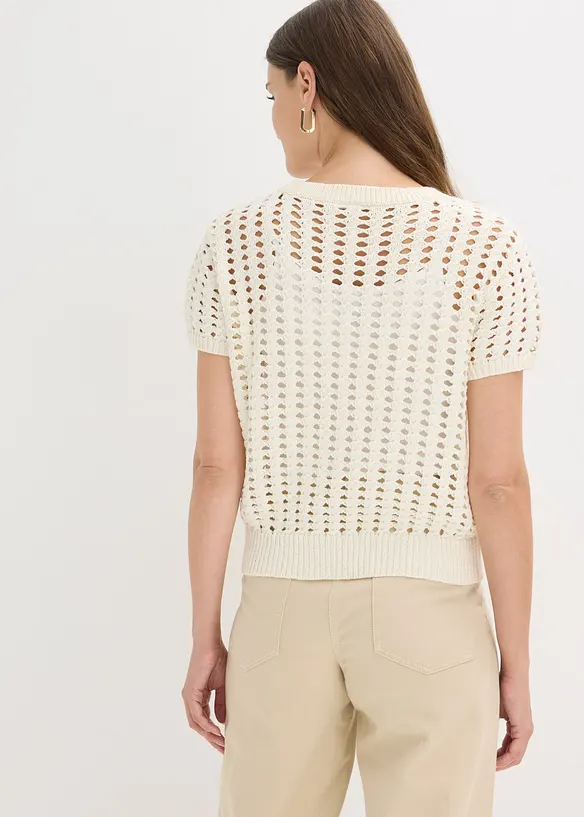 H&aring;lm&ouml;nstrad bomullstr&ouml;ja med korta &auml;rmar, bonprix