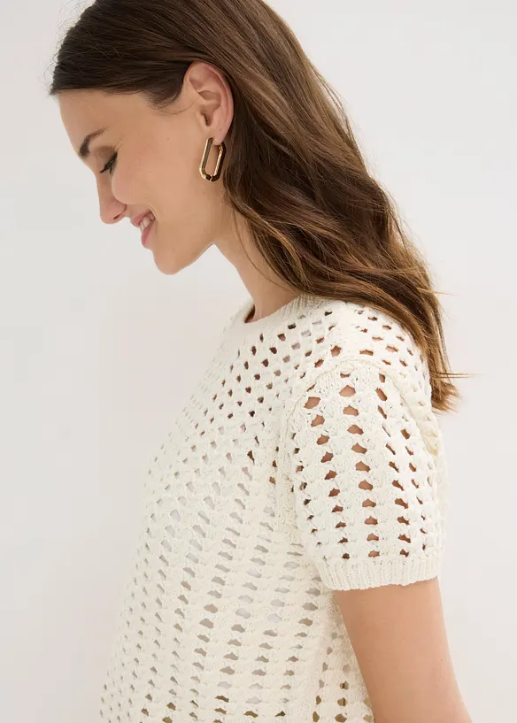 H&aring;lm&ouml;nstrad bomullstr&ouml;ja med korta &auml;rmar, bonprix