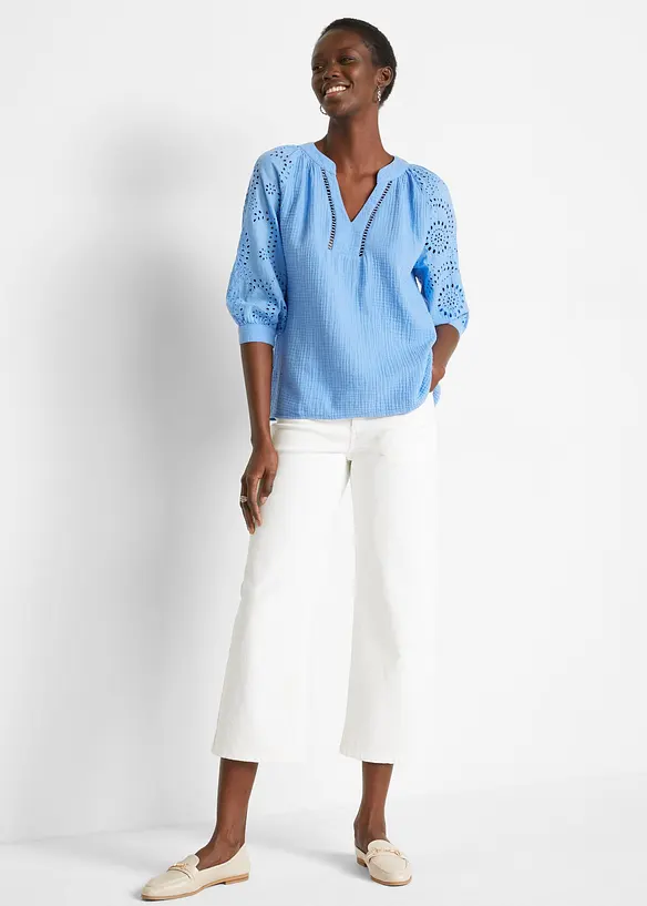 Muslintunika med h&aring;lbroderi, bonprix
