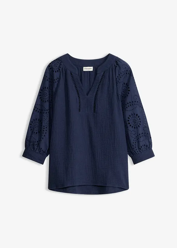 Muslintunika med h&aring;lbroderi, bonprix