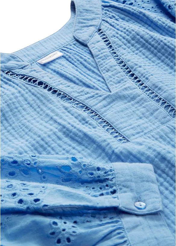 Muslintunika med h&aring;lbroderi, bonprix