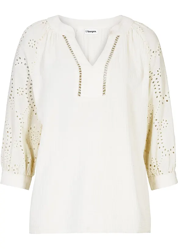 Muslintunika med h&aring;lbroderi, bonprix