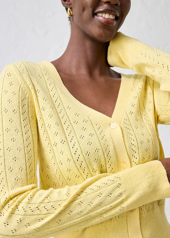 H&aring;lm&ouml;nstrad cardigan med sidenandel, bonprix