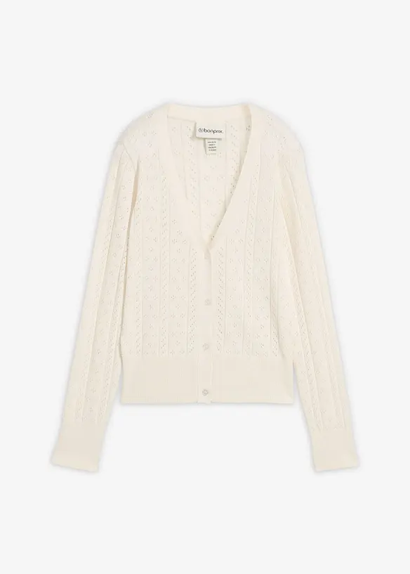 H&aring;lm&ouml;nstrad cardigan med sidenandel, bonprix