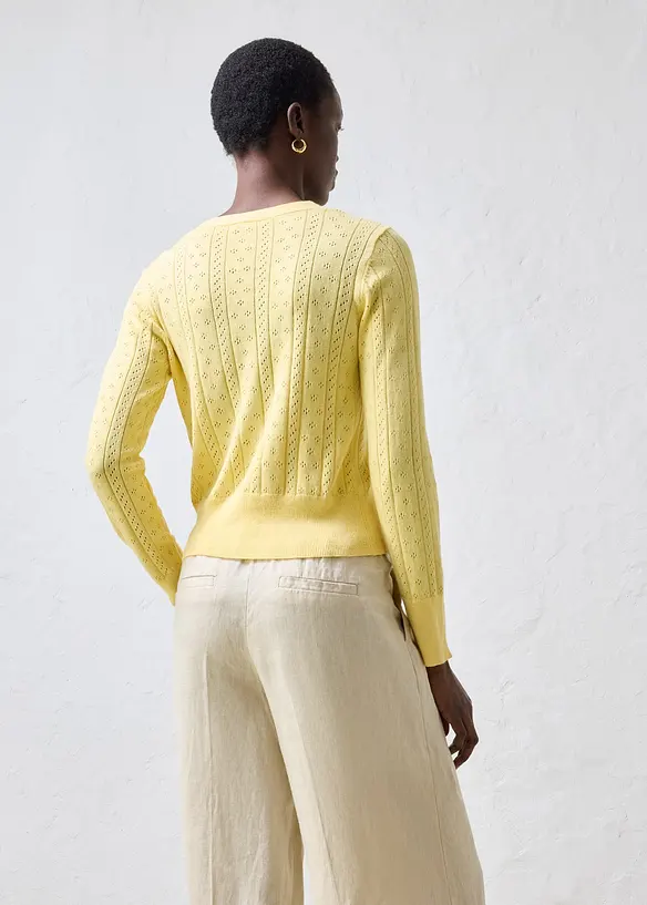 H&aring;lm&ouml;nstrad cardigan med sidenandel, bonprix