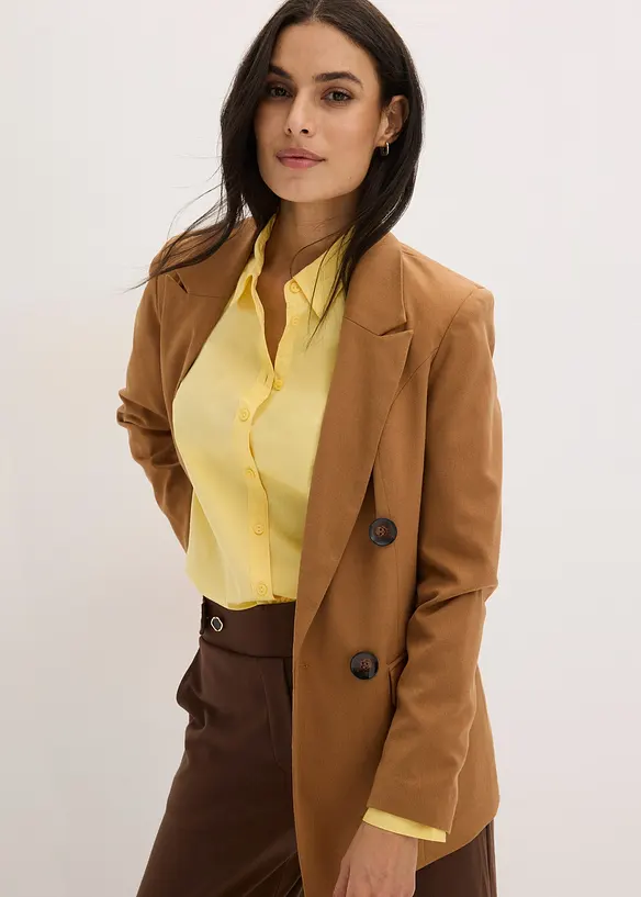 Stretchblus, l&aring;ng&auml;rmad, bonprix