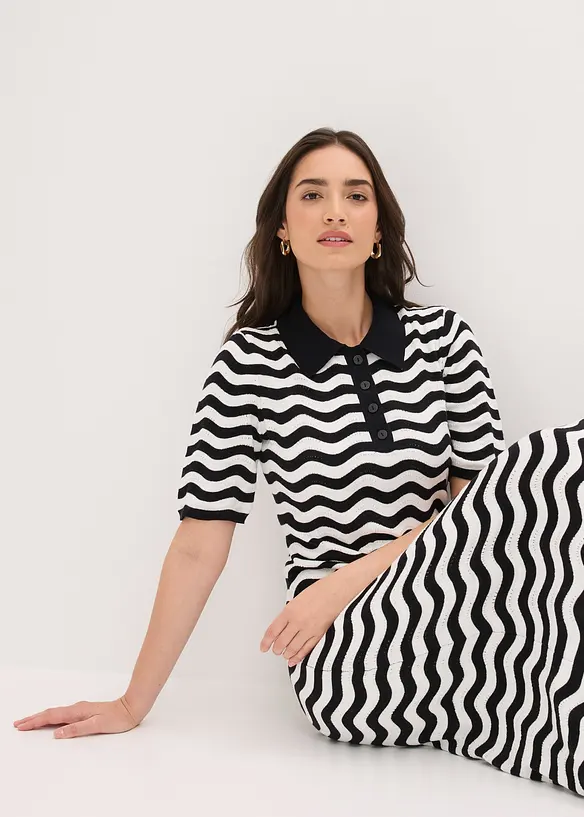 Stickad kl&auml;nning i bomull, bonprix