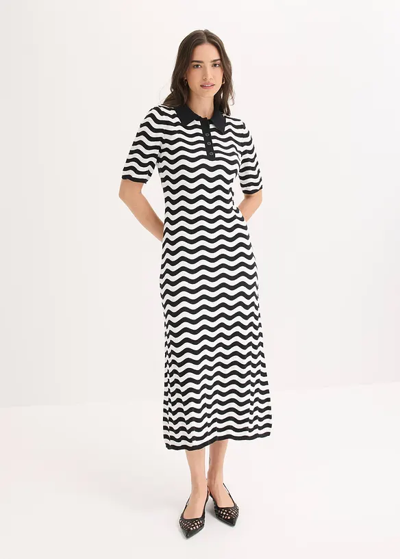 Stickad kl&auml;nning i bomull, bonprix