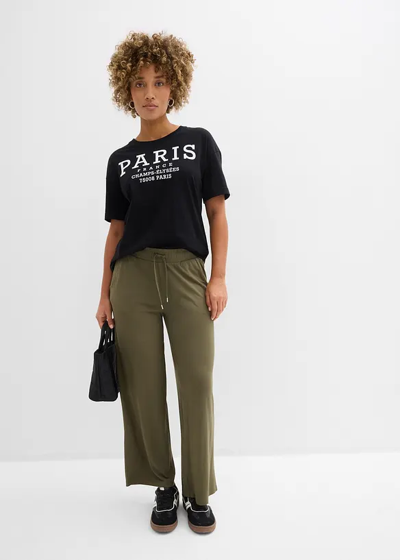 Jerseybyxa i b&ouml;ljande viskosmix, bonprix