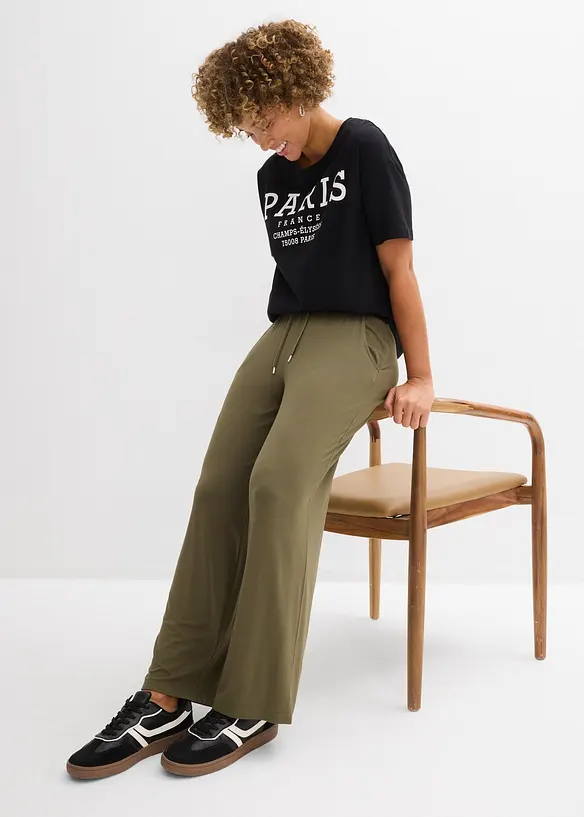 Jerseybyxa i b&ouml;ljande viskosmix, bonprix